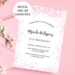 Invitation Parties scintillant rose blanc d'anniversaire scin<br><div class="desc">Pour un 21ème anniversaire élégant (ou tout âge). Une arrière - plan blanche design. Décoré de faux parties scintillant rose,  brille. Personnalisez et ajoutez un nom,  un âge et des détails de la fête. Le nom est écrit avec un script de style manuscrit</div>