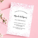 Invitation Parties scintillant rose blanc d'anniversaire scin<br><div class="desc">Pour un 21ème anniversaire élégant (ou tout âge). Une arrière - plan blanche design. Décoré de faux parties scintillant rose,  brille. Personnalisez et ajoutez un nom,  un âge et des détails de la fête. Le nom est écrit avec un script de style manuscrit</div>