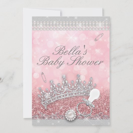 Invitation Parties scintillant rose Bling Baby Shower Invitat (Dos)