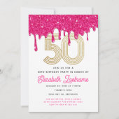 Invitation Parties scintillant rose branchée 50e anniversaire (Devant)