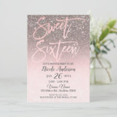 Invitation Parties scintillant rose brillant rose or bleu bri (Debout devant)