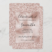 Invitation Parties scintillant rose brillante (Devant / Derrière)