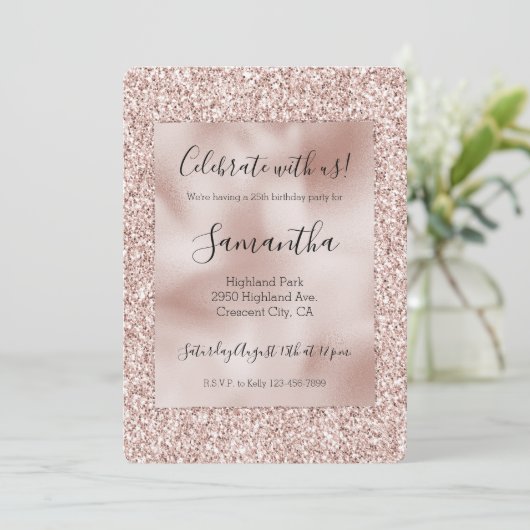 Invitation Parties scintillant rose brillante (Debout devant)