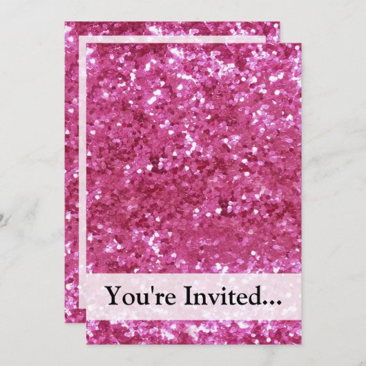 Invitation Parties scintillant rose-chaud (Devant / Derrière)