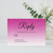 Invitation Parties scintillant rose chaud chic Ombre RSVP (Debout devant)