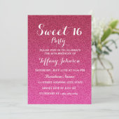 Invitation Parties scintillant rose chaud Faux Ombre Sweet 16 (Debout devant)