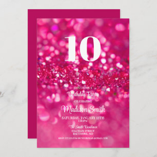 Invitation Parties scintillant rose chaud Glam 10e anniversai