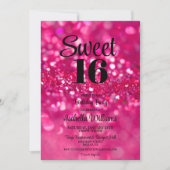 Invitation Parties scintillant rose chaud glam Sweet 16 Invit (Devant)