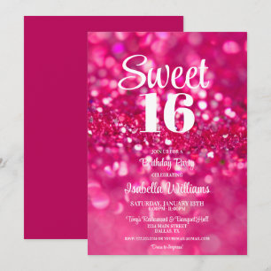 Invitation Parties scintillant rose chaud glam Sweet 16 Invit