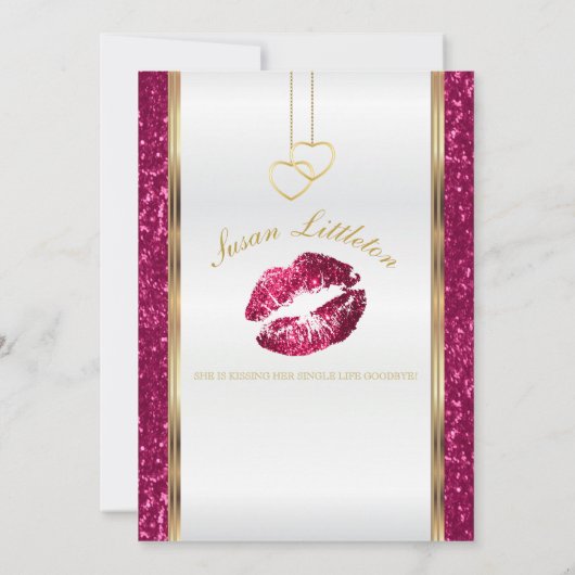 Invitation Parties scintillant rose chaud lèvres Bachelorette (Dos)