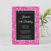 Invitation Parties scintillant rose chaud Noir 50e anniversai (Debout devant)