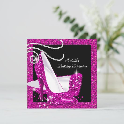 Invitation Parties scintillant Rose chaud talons hauts Annive (Debout devant)