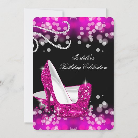 Invitation Parties scintillant rose chaud talons hauts Diaman (Devant)