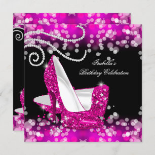 Invitation Parties scintillant rose chaud talons hauts Diaman