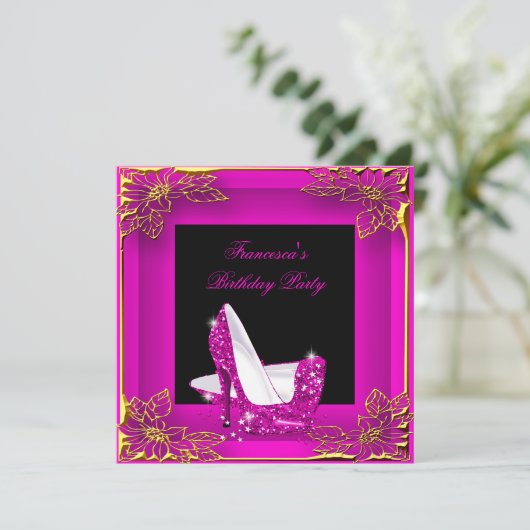 Invitation Parties scintillant rose chaud talons hauts Élégan (Debout devant)