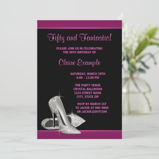 Invitation Parties scintillant rose chaud talons hauts femmes (Debout devant)