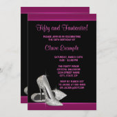 Invitation Parties scintillant rose chaud talons hauts femmes (Devant / Derrière)