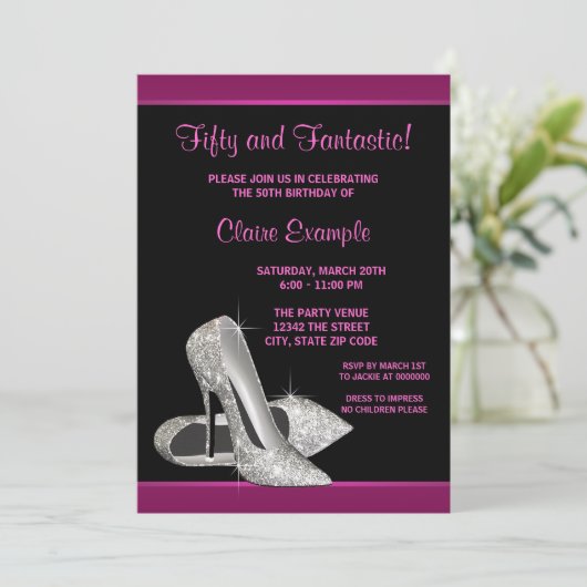 Invitation Parties scintillant rose chaud talons hauts femmes (Debout devant)