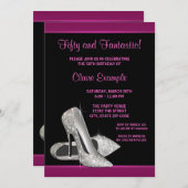 Invitation Parties scintillant rose chaud talons hauts femmes (Devant / Derrière)