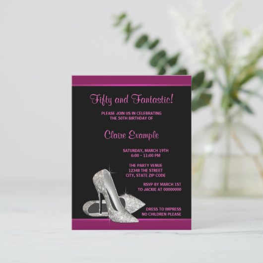 Invitation Parties scintillant rose chaud talons hauts femmes (Debout devant)
