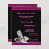 Invitation Parties scintillant rose chaud talons hauts femmes (Devant / Derrière)
