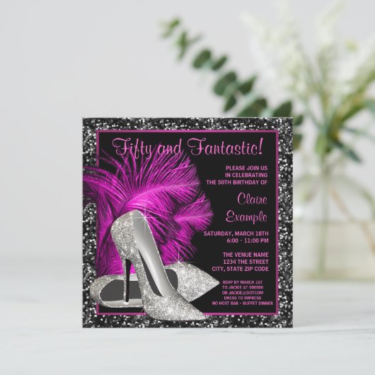 Invitation Parties scintillant rose chaud talons hauts femmes (Debout devant)