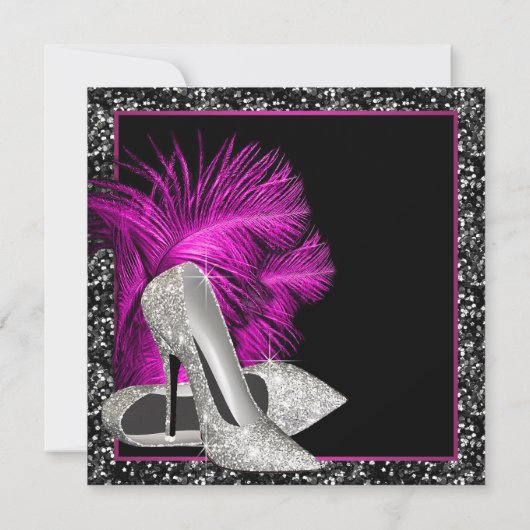 Invitation Parties scintillant rose chaud talons hauts femmes (Dos)