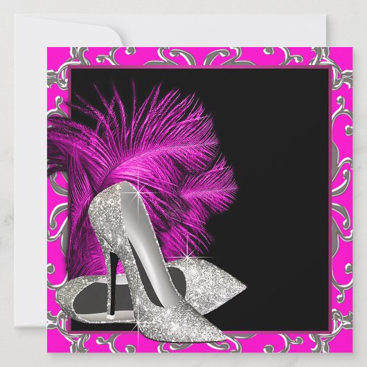 Invitation Parties scintillant rose chaud talons hauts femmes