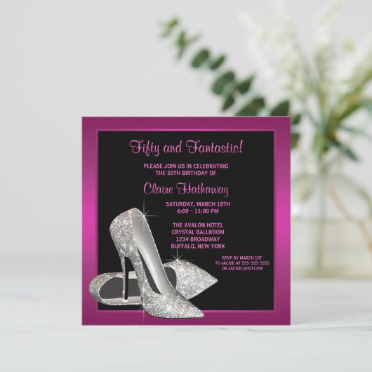 Invitation Parties scintillant rose chaud talons hauts femmes (Debout devant)