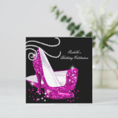Invitation Parties scintillant Rose chaud talons hauts Noir f (Debout devant)