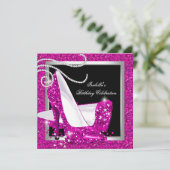 Invitation Parties scintillant Rose chaud talons hauts Noir f (Debout devant)