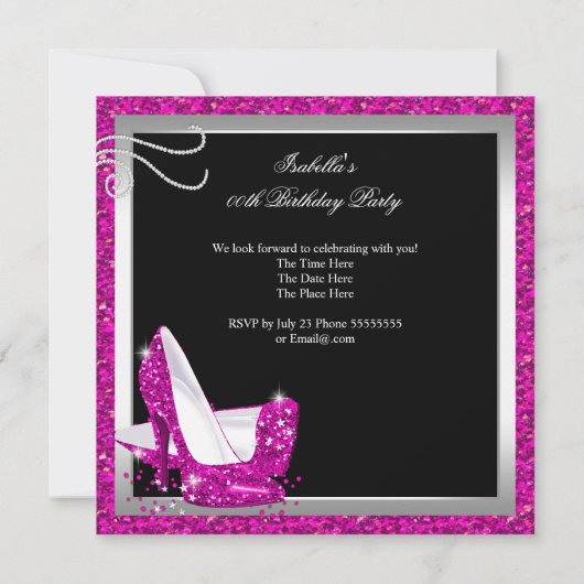 Invitation Parties scintillant Rose chaud talons hauts Noir f (Dos)
