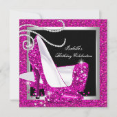 Invitation Parties scintillant Rose chaud talons hauts Noir f (Devant)