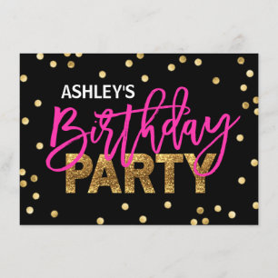 Invitation Parties scintillant rose CHAUD Tassels FÊTE D'ANNI