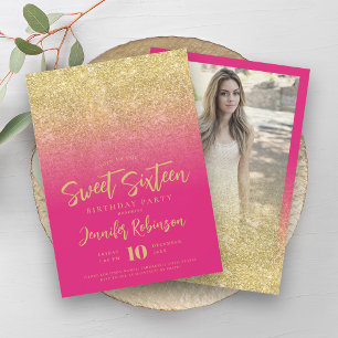 Invitation Parties scintillant rose chaude en or 16