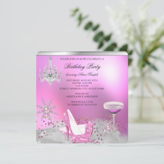 Invitation Parties scintillant Rose Chaussures à talon Haut C (Debout devant)