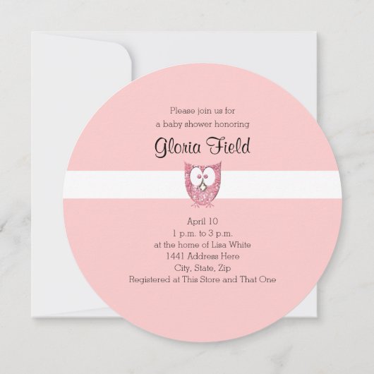 Invitation Parties scintillant rose Chevêche de bébé Invitati (Dos)