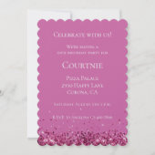 Invitation Parties scintillant rose chic étincelle Anniversai (Devant)