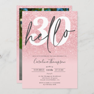 Invitation Parties scintillant rose chic ombre dégradé photo 