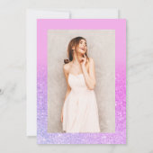 Invitation Parties scintillant rose chic ombre script violet  (Dos)