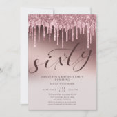 Invitation Parties scintillant rose chic Soixante surprise 60 (Devant)