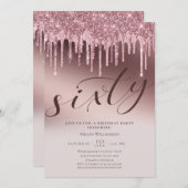 Invitation Parties scintillant rose chic Soixante surprise 60 (Devant / Derrière)