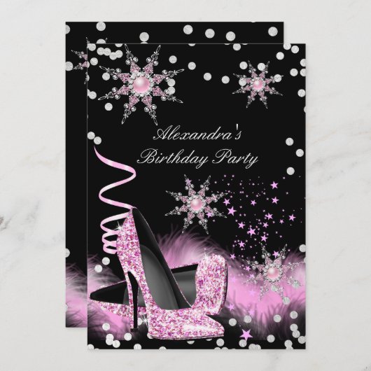 Invitation Parties scintillant rose clair talons hauts Annive (Devant / Derrière)