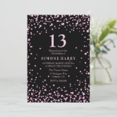 Invitation Parties scintillant rose Confetti 13e anniversaire (Debout devant)