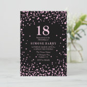 Invitation Parties scintillant rose Confetti 18e anniversaire (Debout devant)