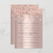 Invitation Parties scintillant  Rose Confetti Bridal Sweet 16 (Devant / Derrière)