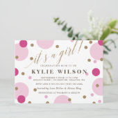 Invitation Parties scintillant rose Confetti C'est un Baby sh (Debout devant)
