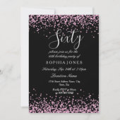 Invitation Parties scintillant rose Confetti Noir 60e anniver (Devant)