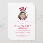 Invitation Parties scintillant rose Couronne Royal Anniversai (Devant / Derrière)