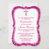 Invitation Parties scintillant Rose Croix Sainte Communion Ou (Devant)